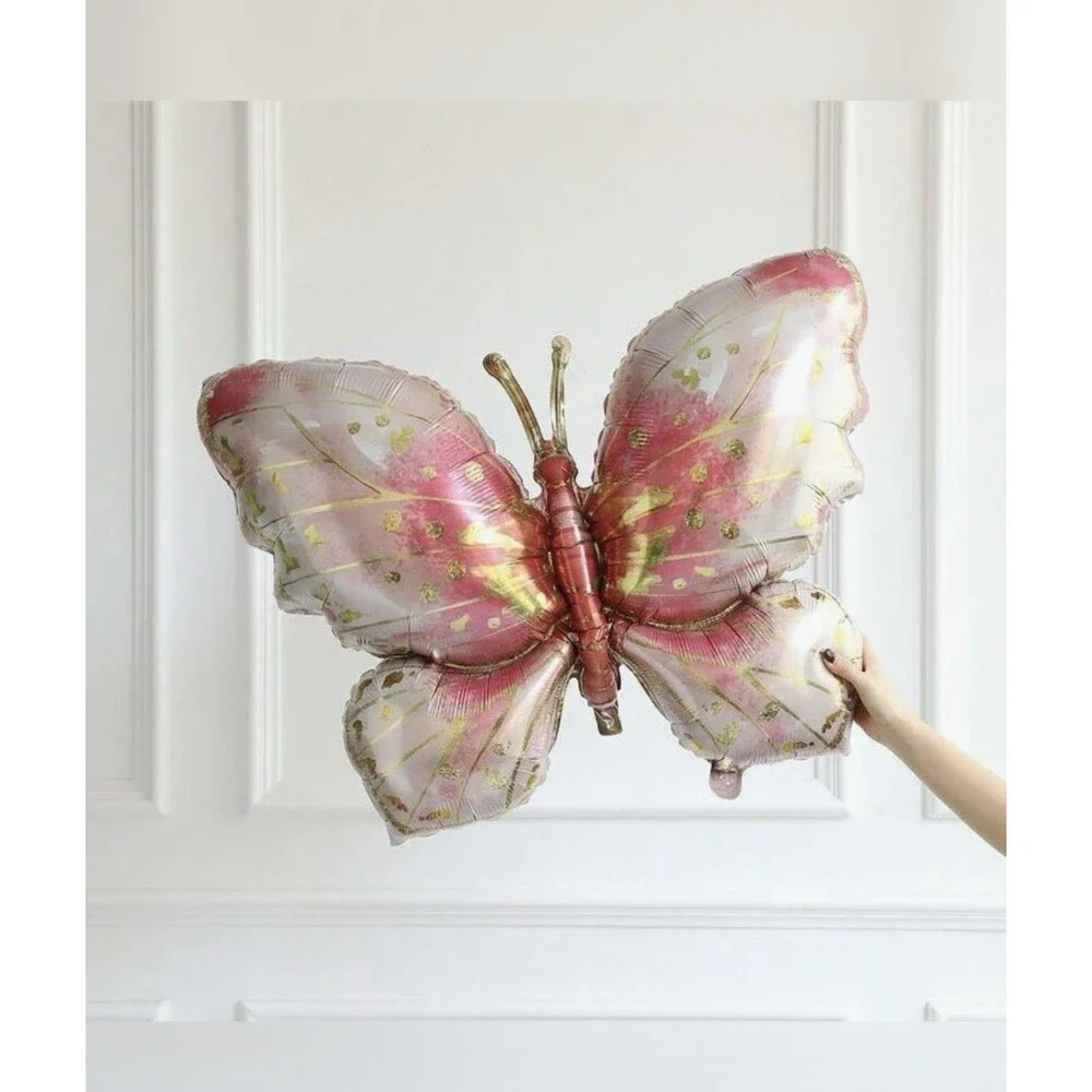 Balloons Set 7Pcs Butterfly 1st Birthday Party Foil, Pink Gold Daisy Heart Star